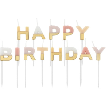 Gekleurde Happy Birthday Kaarsen Pastel van Folat koop je bij Partywinkel