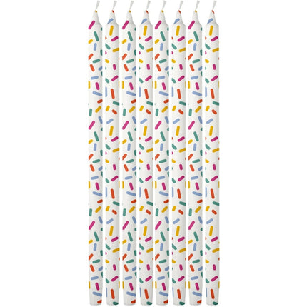 Gekleurde Kaarsen Confetti 8st van Folat koop je bij Partywinkel