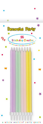 Gekleurde Kaarsen Pastel 14,5cm 16st van Procos koop je bij Partywinkel
