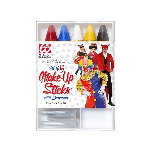 Gekleurde Schminkset 6 delig van Widmann koop je bij Partywinkel
