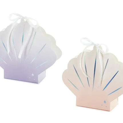 Gekleurde Uitdeelbox Schelpen 17,5cm 4st van Partydeco koop je bij Partywinkel