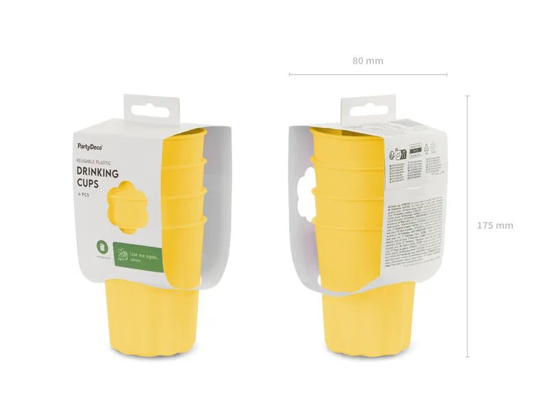 Gele Beker Herbruikbaar 220ml 4st van Partydeco koop je bij Partywinkel