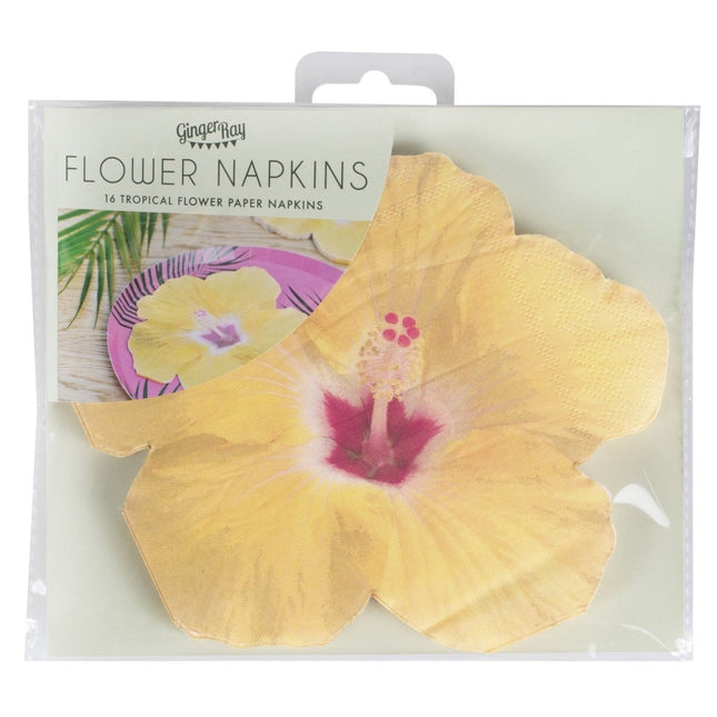 Gele Servetten Bloemen 16,5cm 16st van Ginger Ray koop je bij Partywinkel