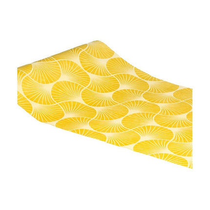 Gele Tafelloper Gingko Print 3m van CHAKS koop je bij Partywinkel