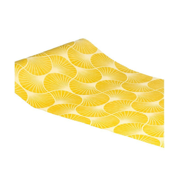 Gele Tafelloper Gingko Print 3m van CHAKS koop je bij Partywinkel
