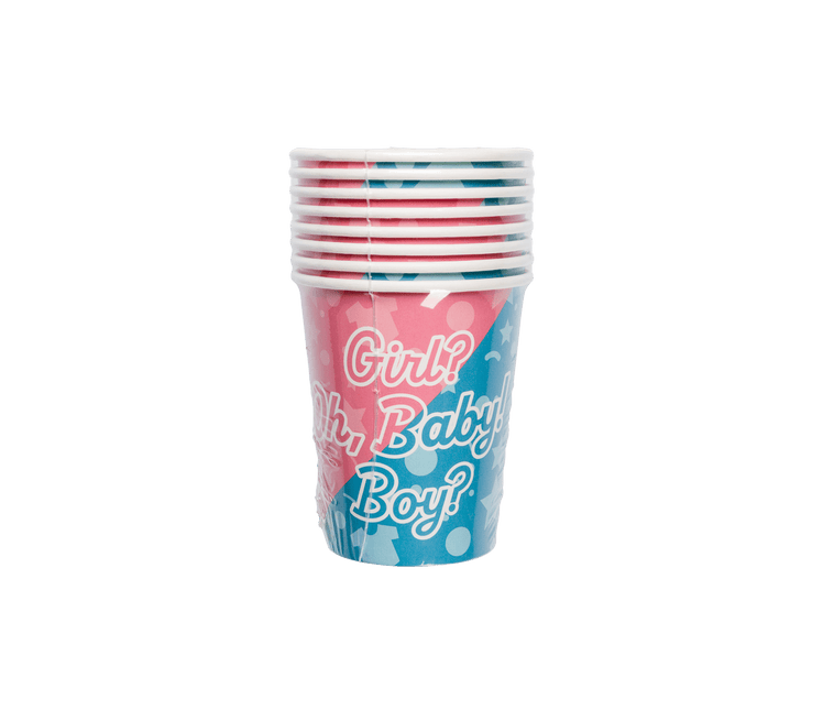 Gender Reveal Bekers 9cm 8st van Paper Dreams koop je bij Partywinkel