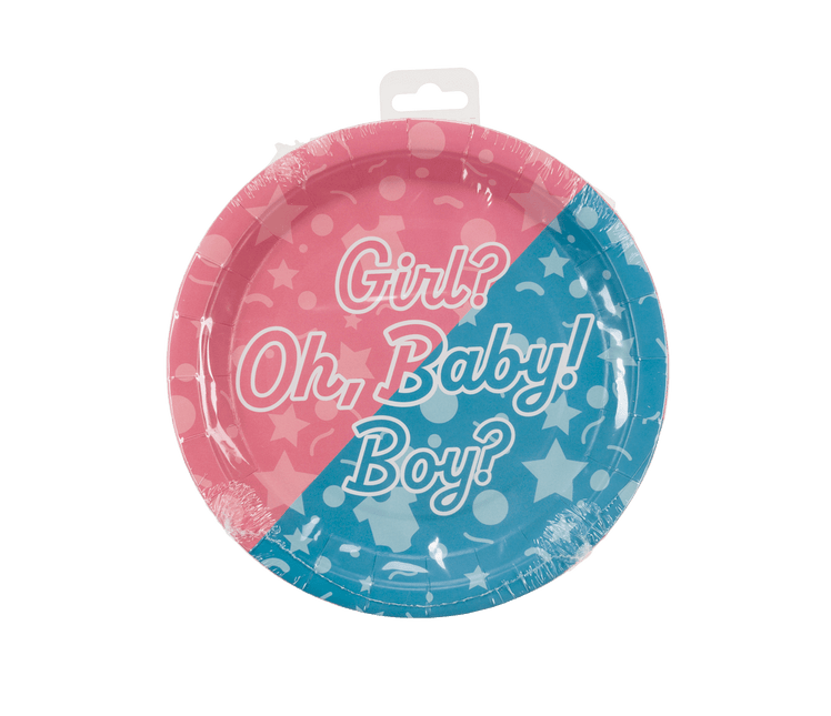 Gender Reveal Borden Oh Baby! 23cm 8st van Paper Dreams koop je bij Partywinkel