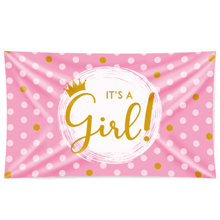 Gevelvlag It'S A Girl! 1,5m van Paper Dreams koop je bij Partywinkel