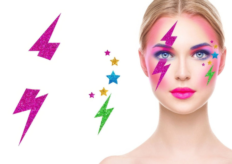 Gezicht Stickers Bliksem van Fiestas Guirca koop je bij Partywinkel