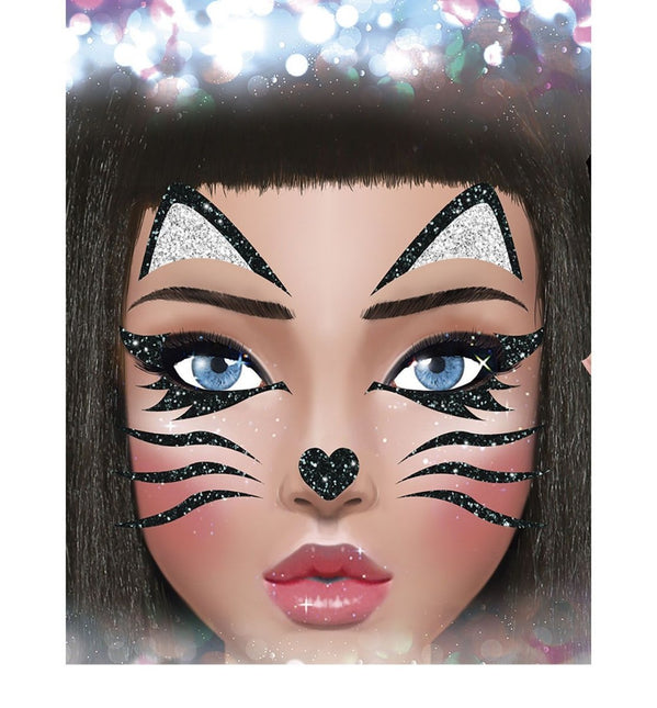 Gezicht Stickers Kat Glitter 20cm van Fiestas Guirca koop je bij Partywinkel