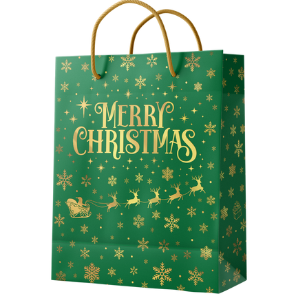 Sac cadeau L - Joyeux Noël vert