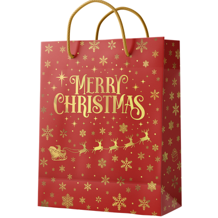 Sac cadeau L - Joyeux Noël Rouge