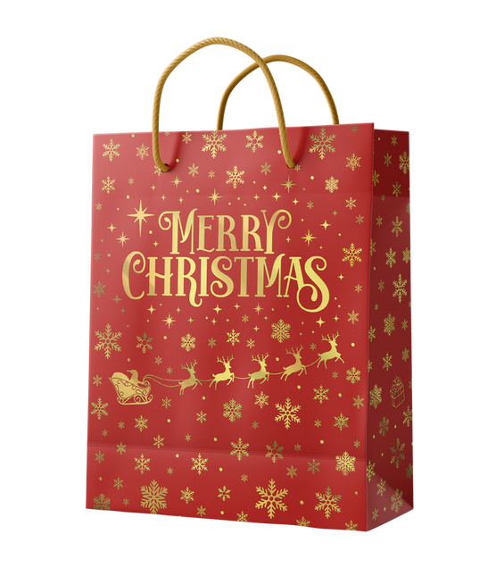 Sac cadeau L - Joyeux Noël Rouge
