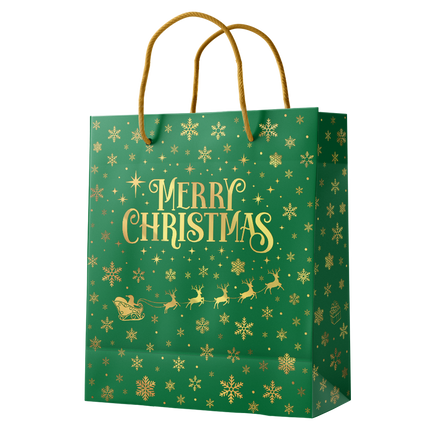 Sac cadeau M - Joyeux Noël vert