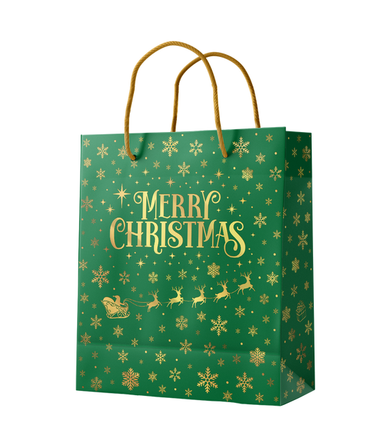 Sac cadeau M - Joyeux Noël vert