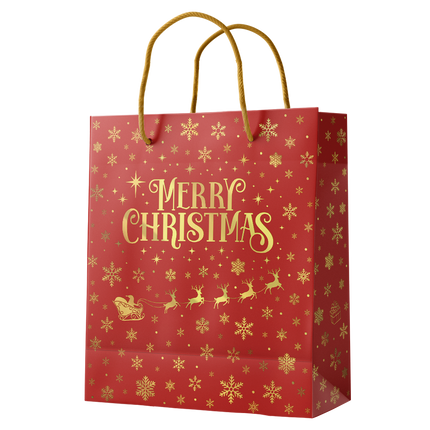 Sac cadeau M - Joyeux Noël Rouge