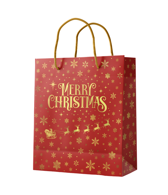 Sac cadeau M - Joyeux Noël Rouge