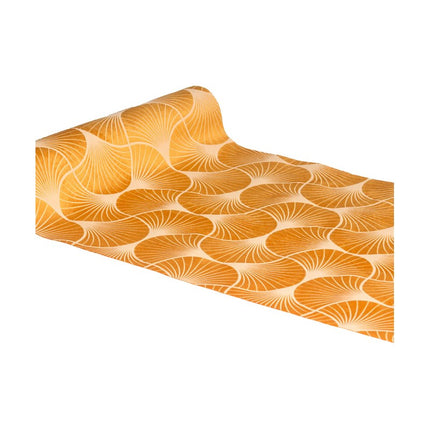 Chemin de table Orange Cantaloupe Imprimé Gingko 3m