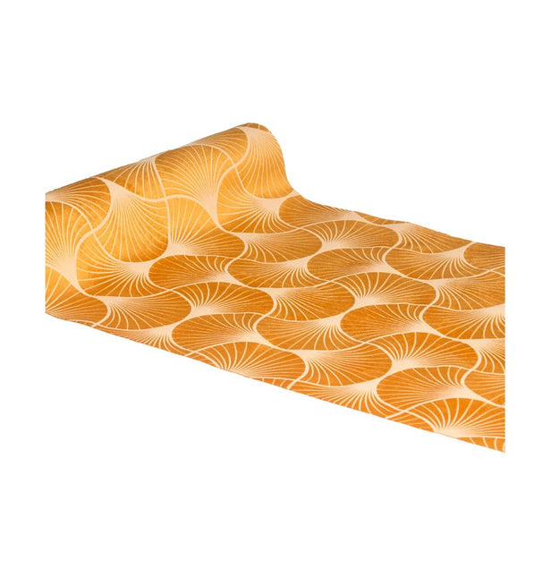 Chemin de table Orange Cantaloupe Imprimé Gingko 3m
