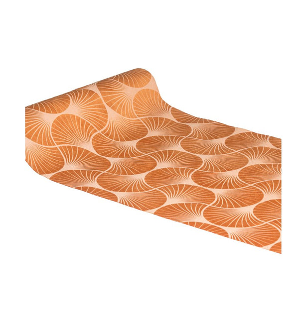 Chemin de table orange imprimé Gingko 3m