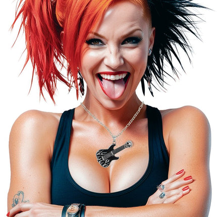 Gitaar Ketting Zwart Zilver van Fiestas Guirca koop je bij Partywinkel