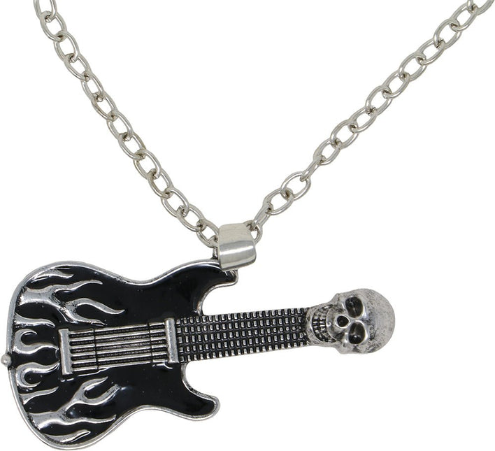 Gitaar Ketting Zwart Zilver van Fiestas Guirca koop je bij Partywinkel