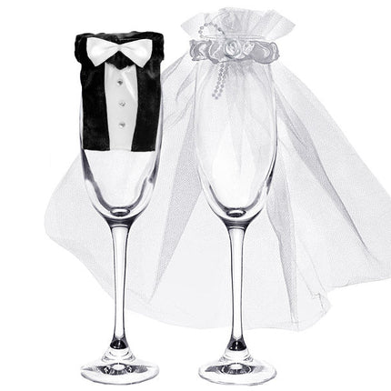 Glasdecoratie Bruidspaar van Partydeco koop je bij Partywinkel
