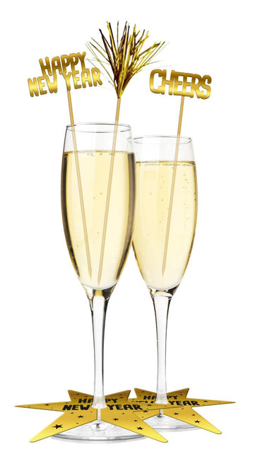 Glasmarkers Happy New Year 12 delig van Folat koop je bij Partywinkel