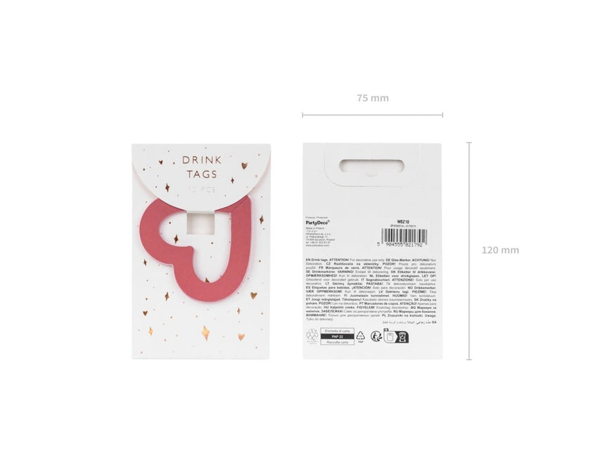 Glasmarkers Hartjes 10st van Partydeco koop je bij Partywinkel