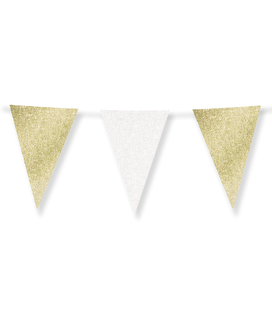 Drapeaux pailletés 20 x 30cm - Or et blanc
