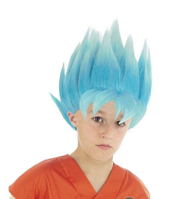 Goku Super Saiyan Pruik Kind Blauw Dragon Ball Super van CHAKS koop je bij Partywinkel