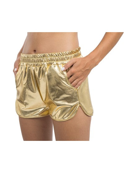 Short doré métallisé pour femme