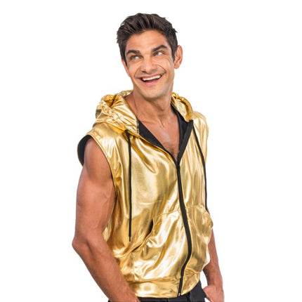 Veste sans manches dorée à capuche pour homme