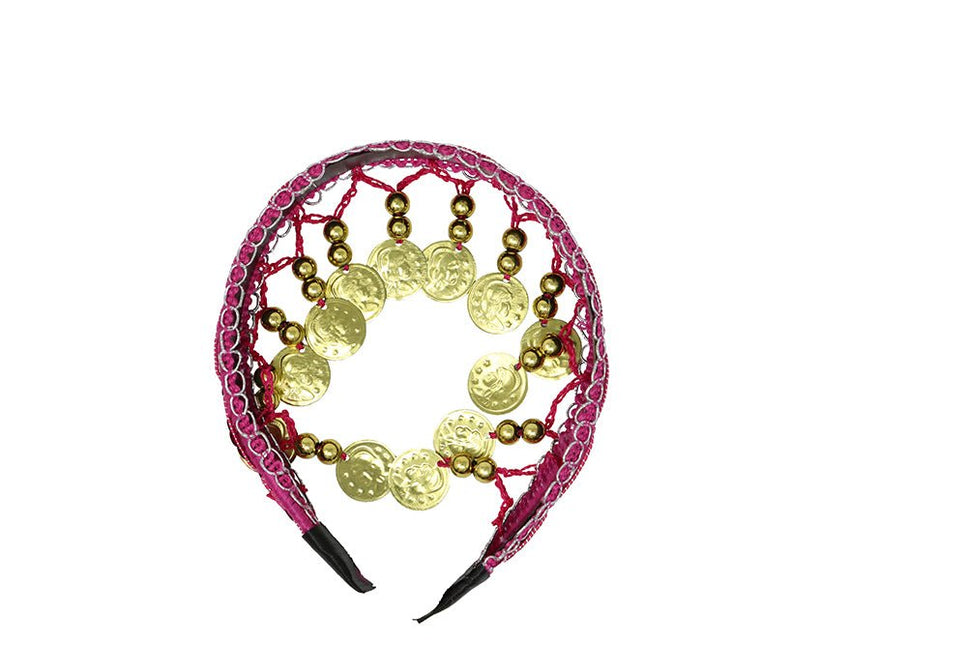 Goud Roze Hoofdband Munten - Partywinkel - 8434077137710