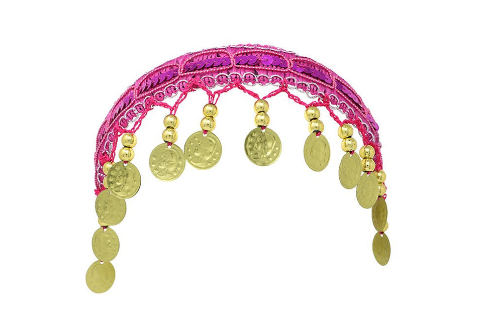 Goud Roze Hoofdband Munten - Partywinkel - 8434077137710