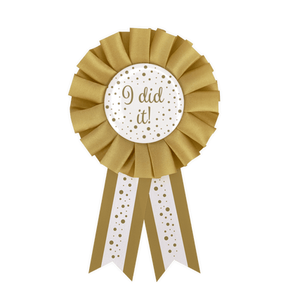 Goud Witte Rozet I Did It van Paper Dreams koop je bij Partywinkel