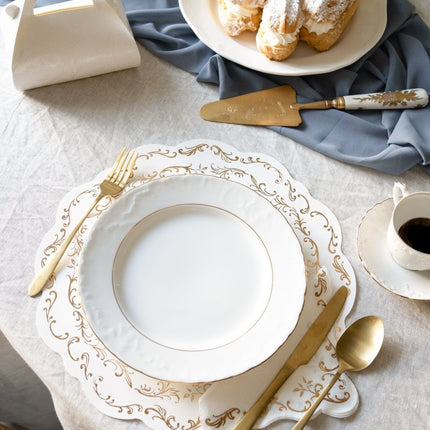 Goud Witte Servetten Ornament 33cm van Partydeco koop je bij Partywinkel