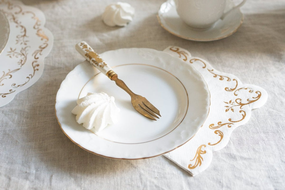 Goud Witte Servetten Ornament 33cm van Partydeco koop je bij Partywinkel