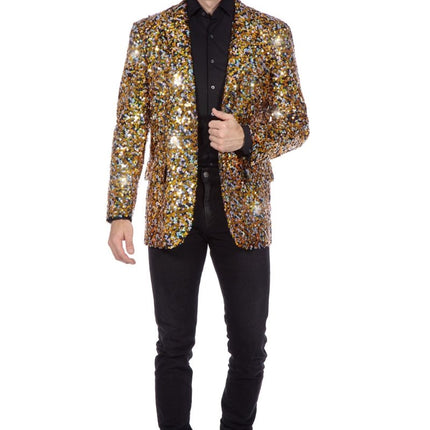 Goud Zilveren Blazer Heren Pailletten van Wilbers & Wilbers koop je bij Partywinkel