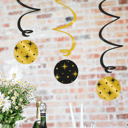 Goud Zwarte Hangdecoratie Sterren 17cm van Paper Dreams koop je bij Partywinkel