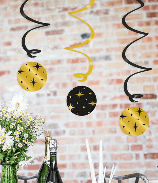 Goud Zwarte Hangdecoratie Sterren 17cm van Paper Dreams koop je bij Partywinkel