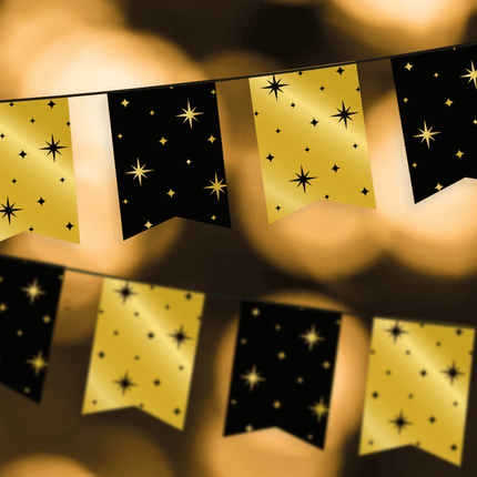 Goud Zwarte Slinger Sterren 6m van Paper Dreams koop je bij Partywinkel