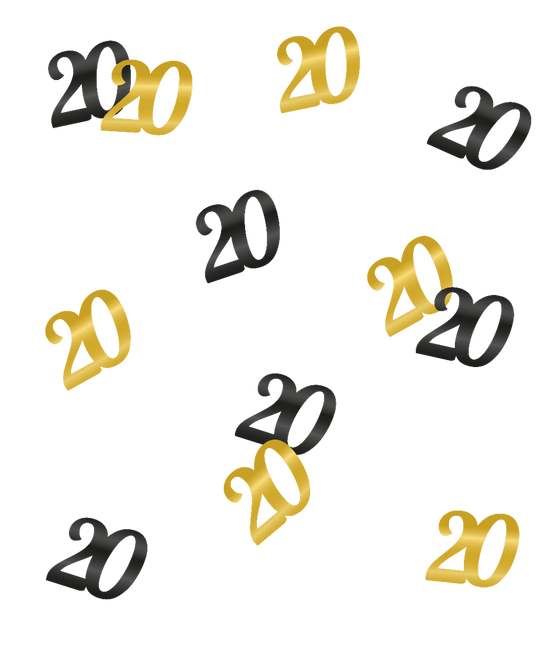 Goud Zwarte Tafelconfetti 20 Jaar 0,5cm van Paper Dreams koop je bij Partywinkel