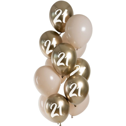 Gouden Ballonnen 21 Jaar Chroom 33cm 12st van Folat koop je bij Partywinkel