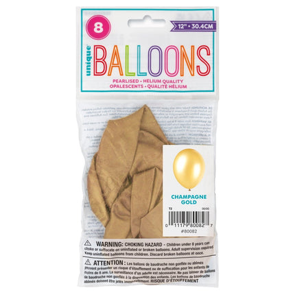 Gouden Ballonnen 30cm 8st van Unique koop je bij Partywinkel