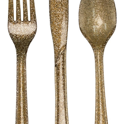 Gouden Bestek Glitter Plastic 24st van Creative Converting koop je bij Partywinkel