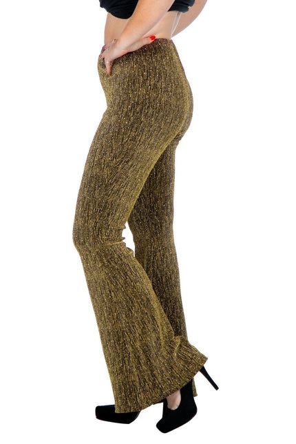 Gouden Broek Dames Flared Glitter van Wilbers & Wilbers koop je bij Partywinkel