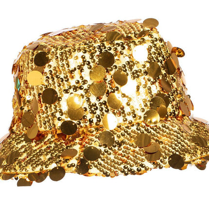 Gouden Bucket Hat Pailletten van Wilbers & Wilbers koop je bij Partywinkel