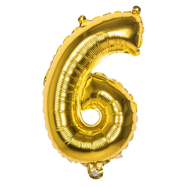 Gouden Cijfer Ballon 6 Jaar 36cm van Boland koop je bij Partywinkel