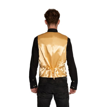 Gouden Gilet Met Strik 2 delig van Partychimp koop je bij Partywinkel